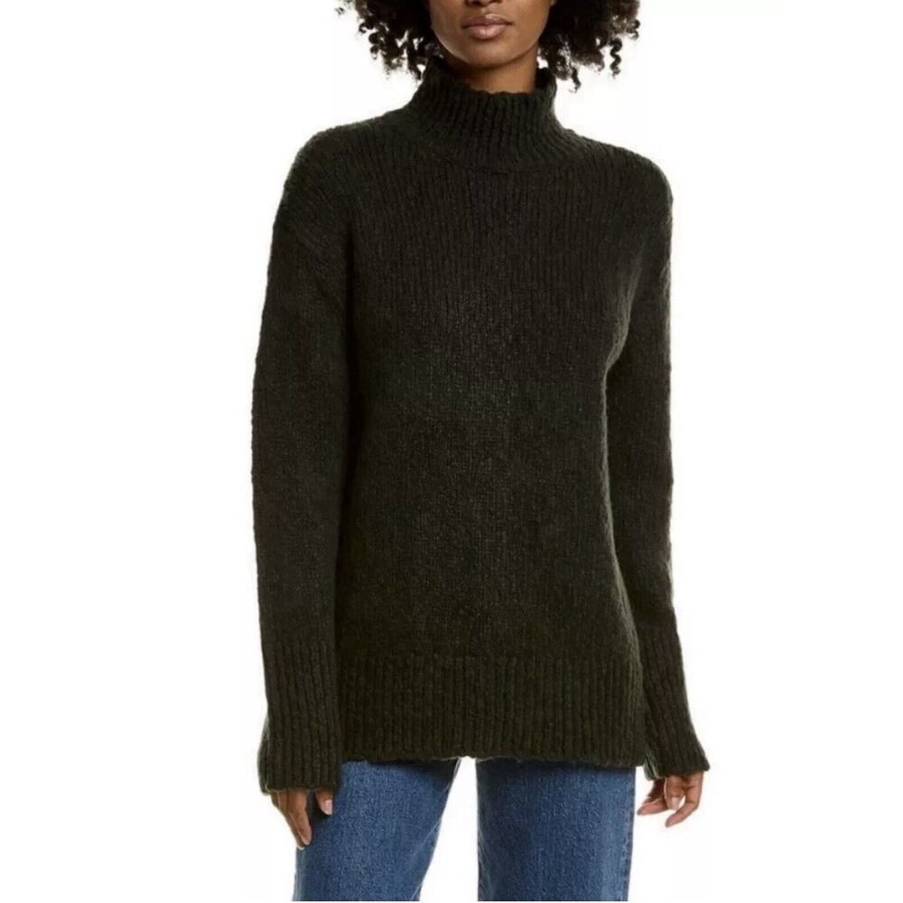 NWT Vince Juniper Green Mock Neck Wool Sweater S Quiet Luxury Minimalist $445